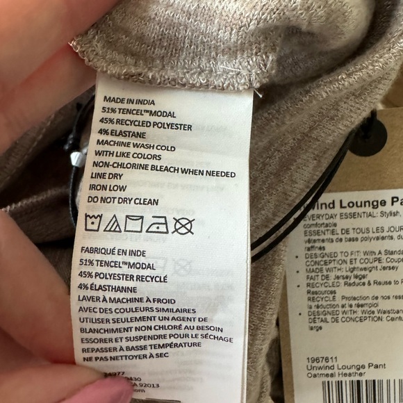 NWT Prana XS Unwind Lounge Pants Oatmeal Heather - Picture 7 of 7